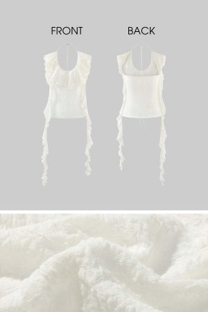 Rase le sol Irregular Ruffled Lace Halter Corset Top