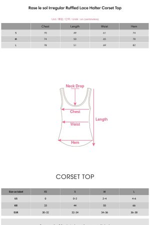 Rase le sol Irregular Ruffled Lace Halter Corset Top