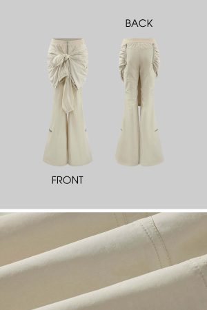 Rase le sol Knotted Detail Flared Casual Pants