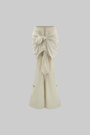 Rase le sol Knotted Detail Flared Casual Pants