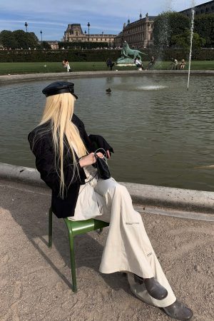 Rase le sol Knotted Detail Flared Casual Pants