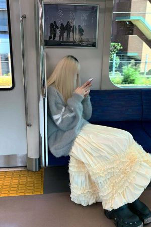 Rase le sol Lace-Tiered Puff Midi Skirt