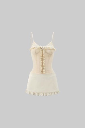 Rase le sol Lace Trim Slip Dress
