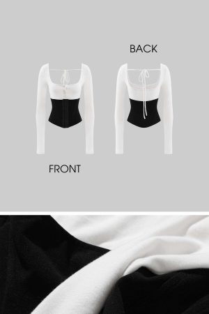 Rase le sol Layered Effect Corset Long Sleeve Top