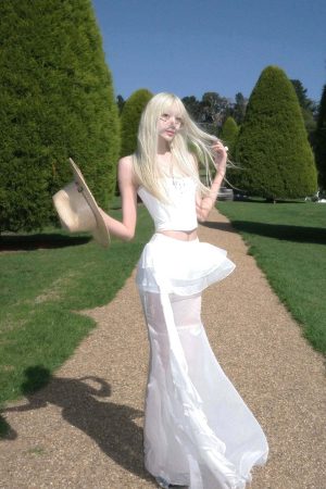 Rase le sol Layered Ruffle Sheer Skirt