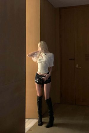 Rase le sol Multi-Belt Deconstructed Utility Denim Shorts