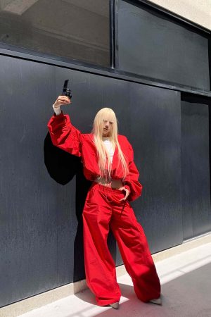 Rase le sol Oversized Hooded Jacket and Wide-Leg Pants Set