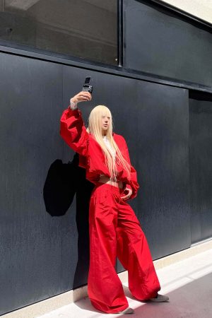 Rase le sol Oversized Hooded Jacket and Wide-Leg Pants Set