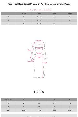 Rase le sol Plaid Corset Dress with Puff Sleeves and Cinched Waist