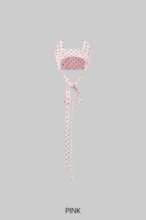 Rase le sol Polka-Dot Satin Little Devil Tie Bonnet
