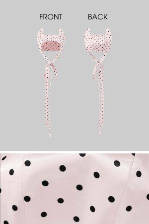 Rase le sol Polka-Dot Satin Little Devil Tie Bonnet
