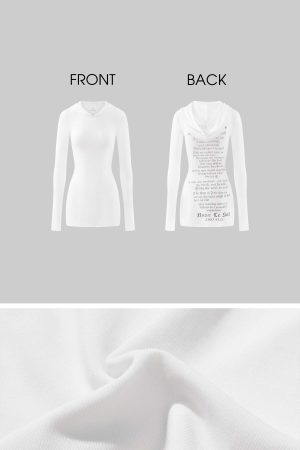 Rase le sol Printed Fitted Hoodie with Slit Hem
