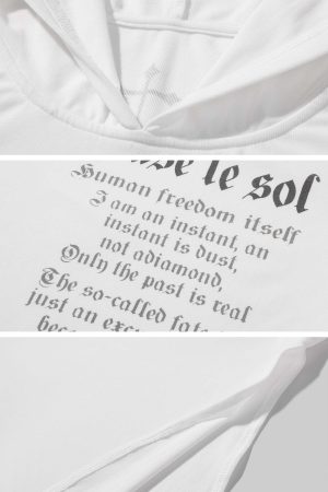 Rase le sol Printed Fitted Hoodie with Slit Hem