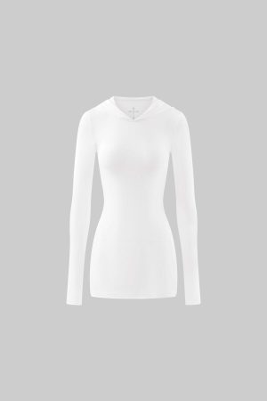 Rase le sol Printed Fitted Hoodie with Slit Hem
