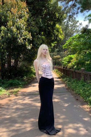 Rase le sol Printed Mesh Corset Bandeau Top