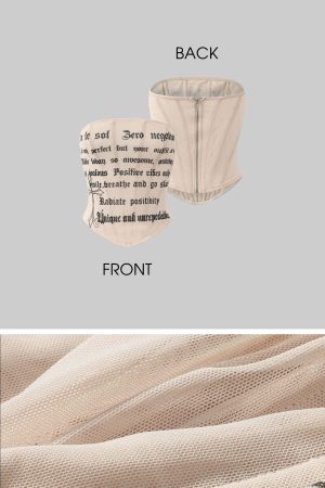 Rase le sol Printed Mesh Corset Bandeau Top