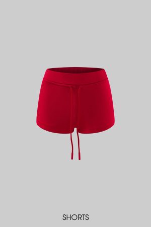 Rase le sol Red Embroidered Zip Hoodie & Shorts Set