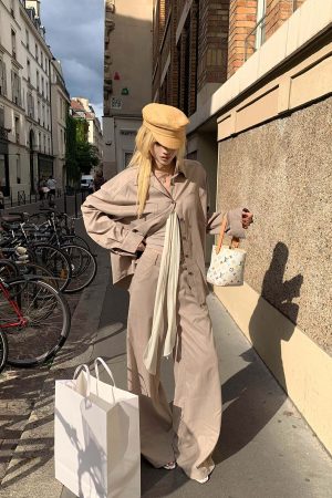 Rase le sol Relaxed Shirt and Wide-Leg Pants Set