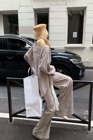 Rase le sol Relaxed Shirt and Wide-Leg Pants Set