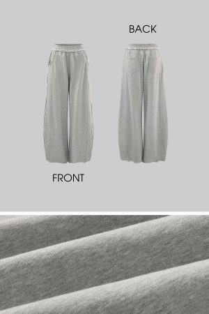 Rase le sol Ruffled Waist Wide-Leg Sweatpants in Heather Grey
