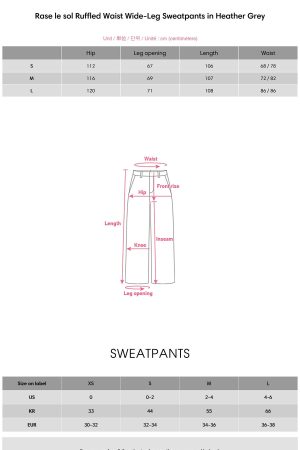 Rase le sol Ruffled Waist Wide-Leg Sweatpants in Heather Grey