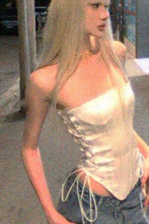 Rase le sol Satin Corset Top with Gloss Finish