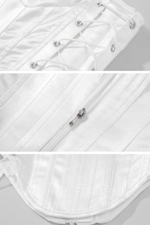 Rase le sol Satin Corset Top with Gloss Finish
