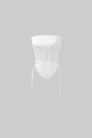 Rase le sol Satin Corset Top with Gloss Finish