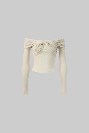 Rase le sol Twisted Off-Shoulder Ribbed Top