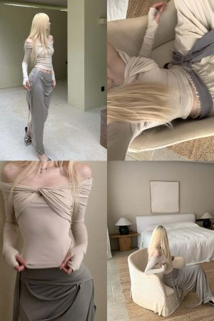 Rase le sol Twisted Off-Shoulder Ribbed Top