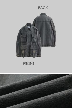 Rase le sol Washed Denim Utility Jacket