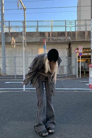 Rase le sol  Washed Gray Utility Denim Pants