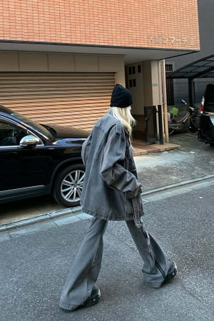 Rase le sol  Washed Gray Utility Denim Pants