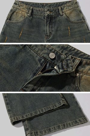 Rase le sol Washed Wide-Leg Denim Pants