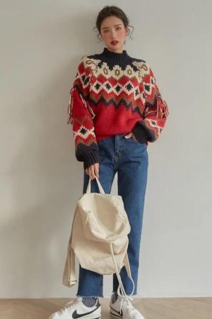Retro Pattern Knitted Christmas Sweater