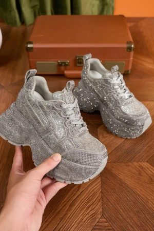Rhinestone Platform Sneakers