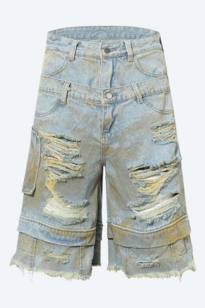 Ripped Denim Shorts