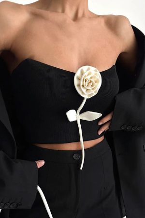 Rose Detail Strapless Top