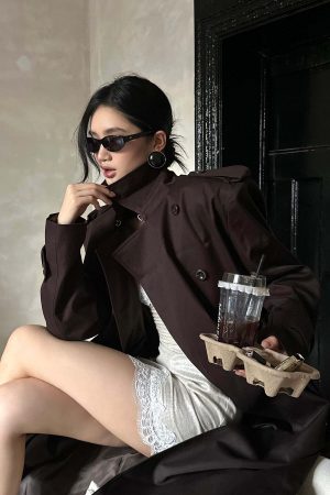ROVENTE Belted Double-Breasted Trench Coat