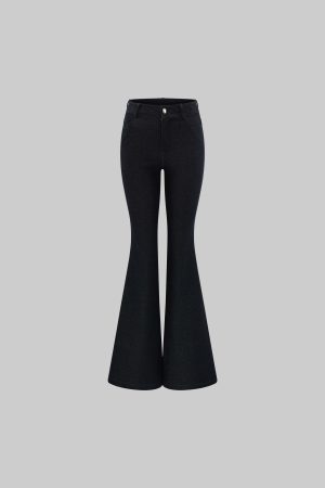 ROVENTE Dark Wash Flared Denim Pants