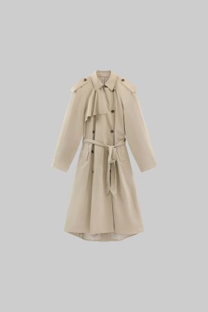ROVENTE Double Breasted Trench Coat with Belted Waist