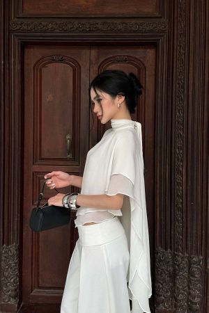 ROVENTE Draped Layered Cape Blouse