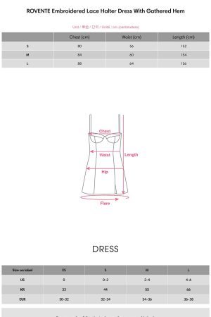 ROVENTE Embroidered Lace Halter Dress With Gathered Hem