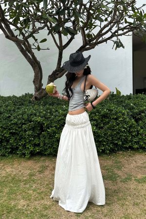 ROVENTE Gathered Cotton Maxi Skirt
