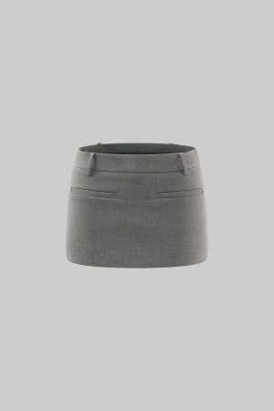 ROVENTE Grey Tailored Low-Waist Mini Skirt for Urban Chic Style