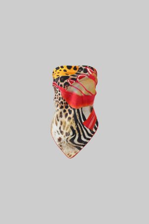 ROVENTE Jungle Bloom Backless Scarf Top