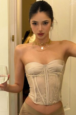 ROVENTE Lace Corset Bustier Top