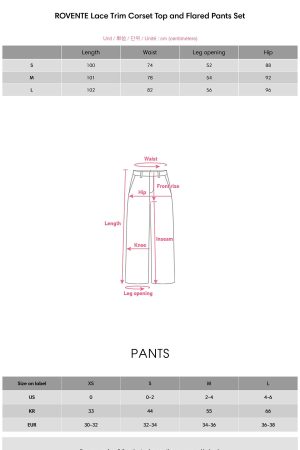 ROVENTE Lace Trim Corset Top and Flared Pants Set