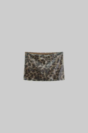ROVENTE Leopard Sequin Micro Skirt