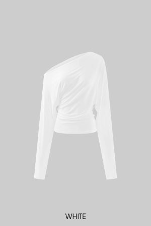 ROVENTE One Shoulder Cut-Out Top Long Sleeve Slim Fit Minimalist Tee
